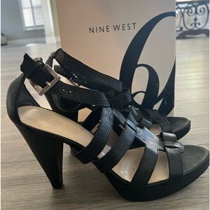 Nine West Black Leather Heels